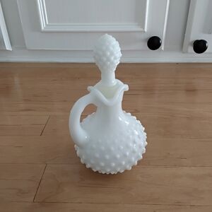 Vintage Avon White Milk Glass Hobnail Glass Vase W/ Stopper